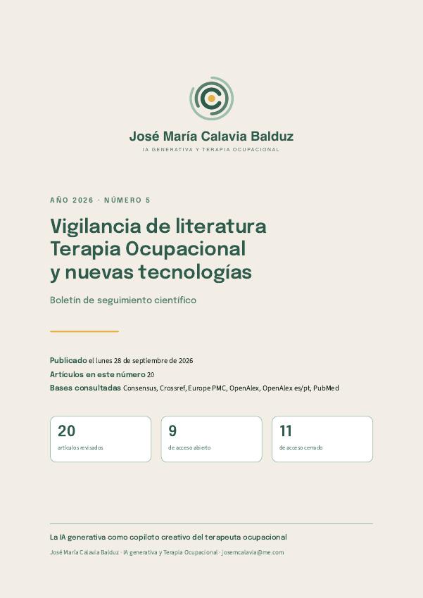 Portada Boletín Nº 5 - Vigilancia de literatura Terapia Ocupacional y Nuevas Tecnologías